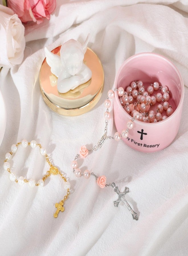 YLOLUL Baby Baptism Gifts for Girls,My First Rosary Pink with Keepsake Box, Christening Gifts Catholic Baptism Gifts for Baby Girl Communion Rosary with Box Baby Shower Rosary Beads for Girls - Image 5